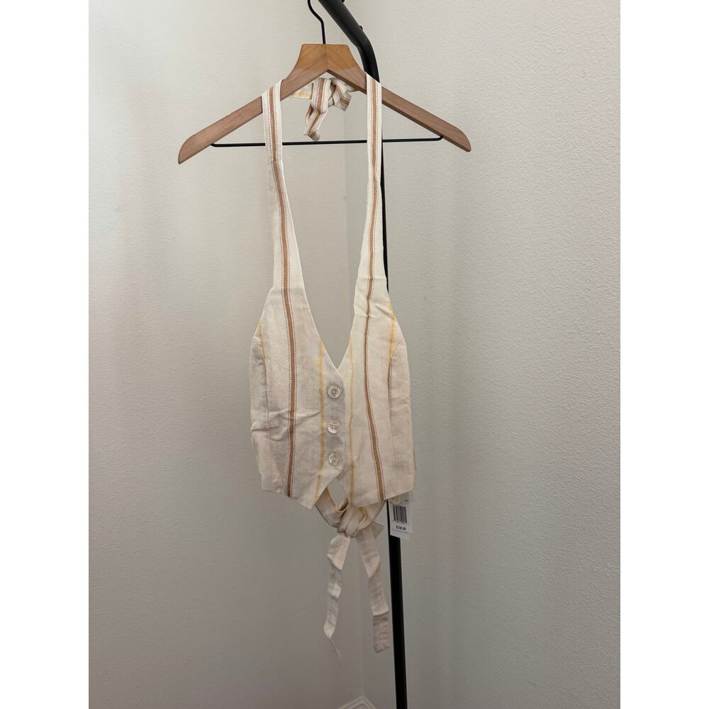 New L space Beach House Linen-Blend Vest sz M $130 - Picture 3 of 4
